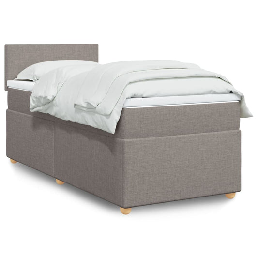 vidaXL Cama box spring con colchón tela gris taupe 80x200 cm