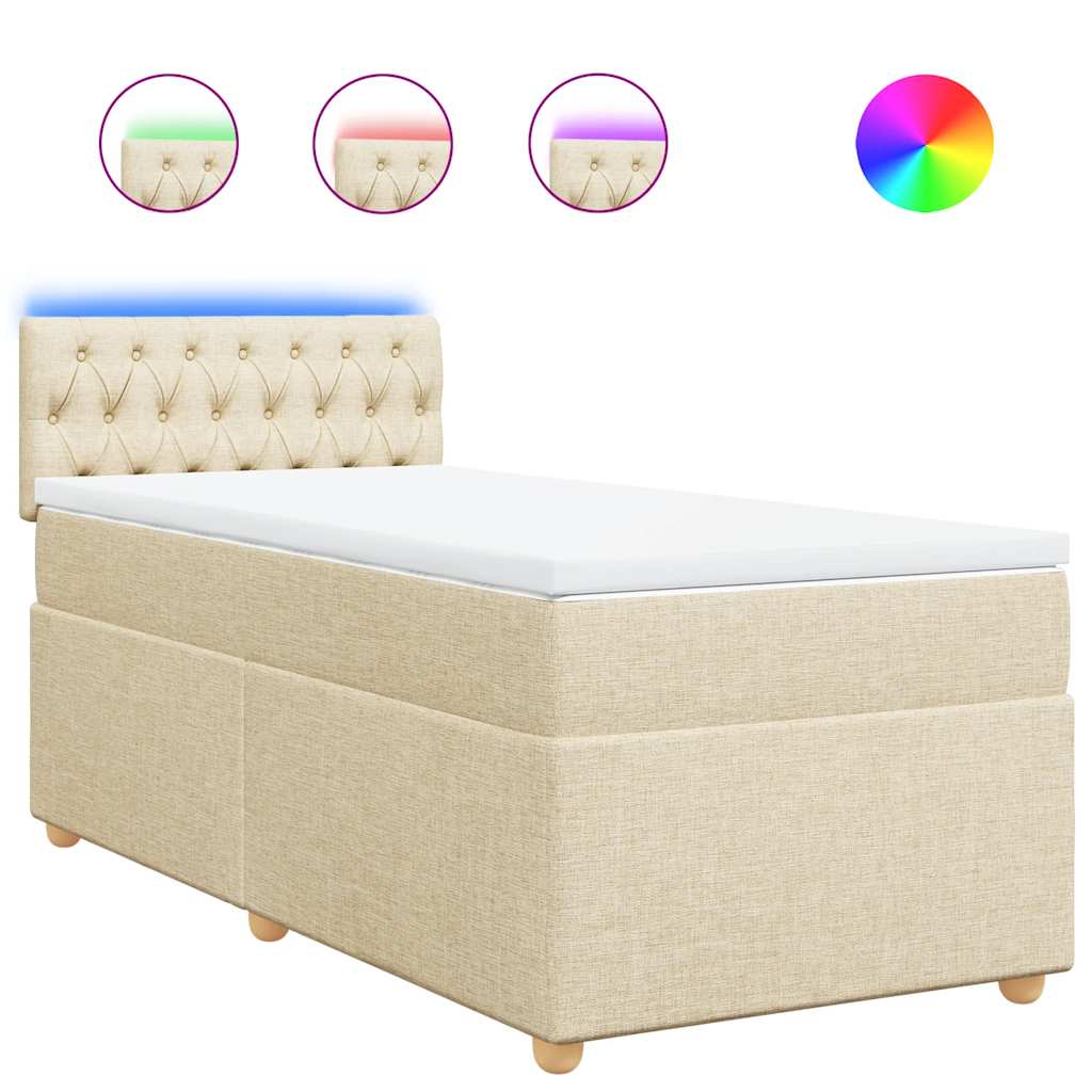 vidaXL Cama box spring con colchón tela color crema 80x200 cm