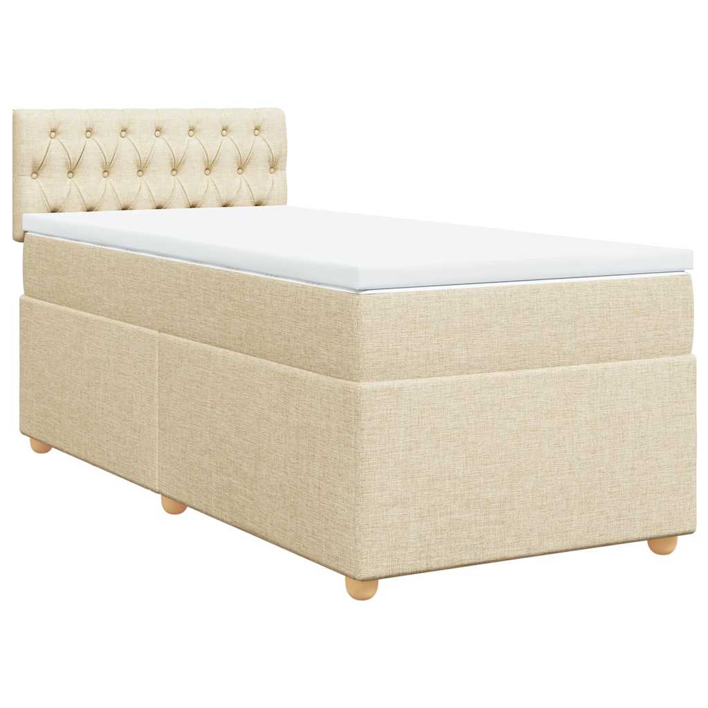 vidaXL Cama box spring con colchón tela color crema 80x200 cm