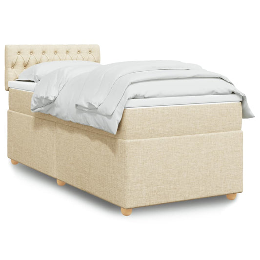 vidaXL Cama box spring con colchón tela color crema 80x200 cm