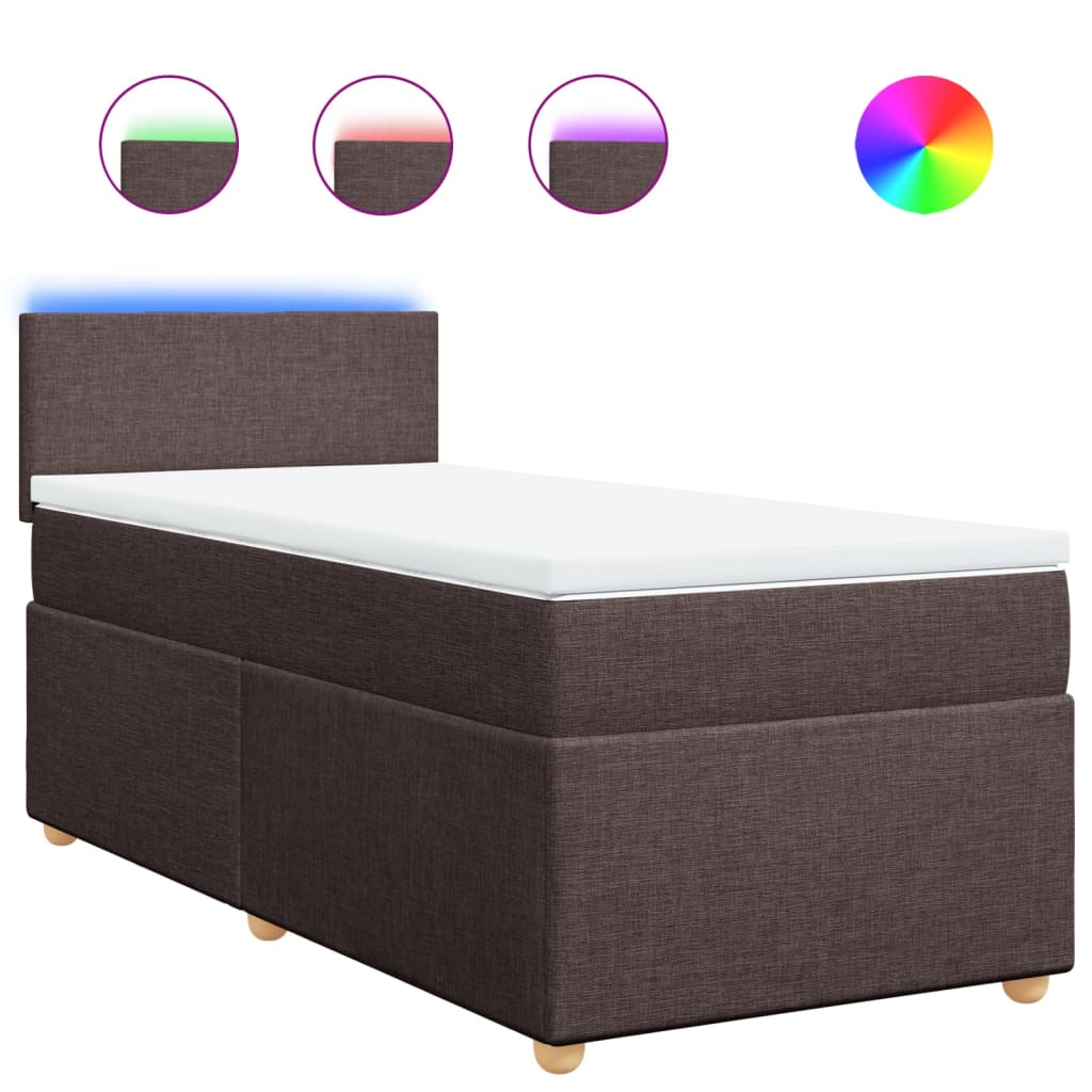 vidaXL Cama box spring con colchón tela marrón oscuro 90x200 cm