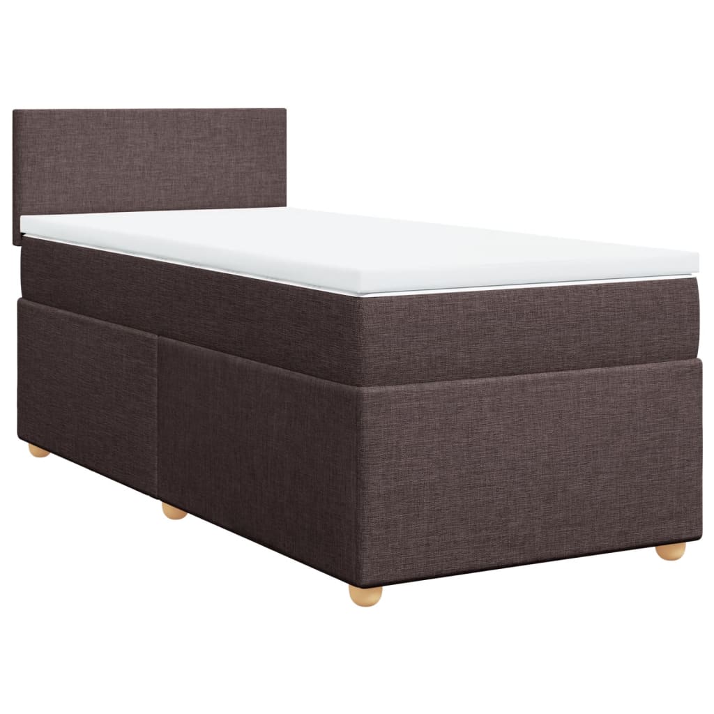 vidaXL Cama box spring con colchón tela marrón oscuro 90x200 cm