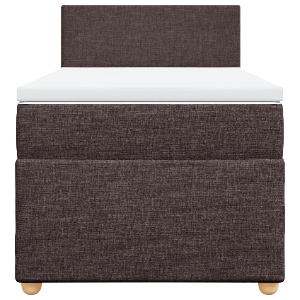 vidaXL Cama box spring con colchón tela marrón oscuro 90x200 cm