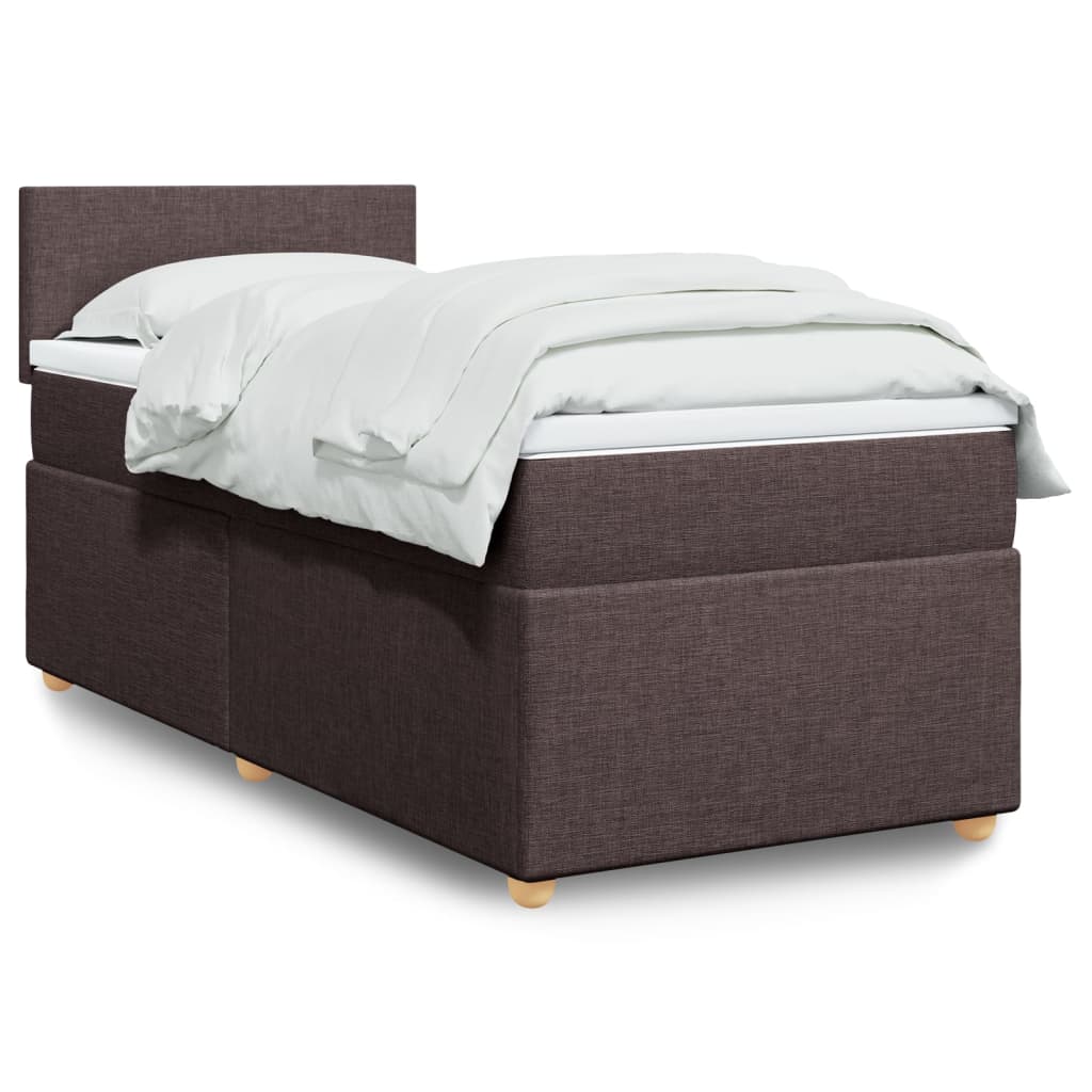 vidaXL Cama box spring con colchón tela marrón oscuro 90x200 cm