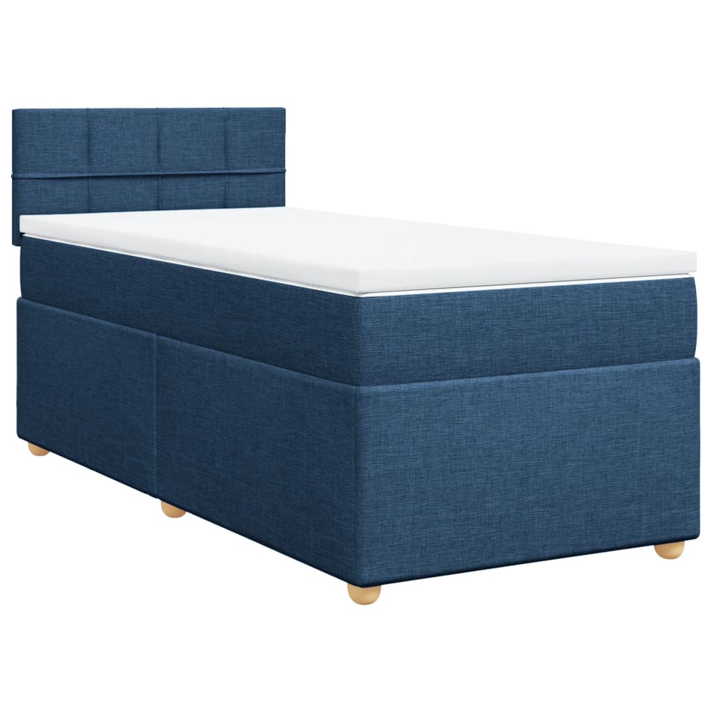 vidaXL Cama box spring con colchón tela azul 90x200 cm