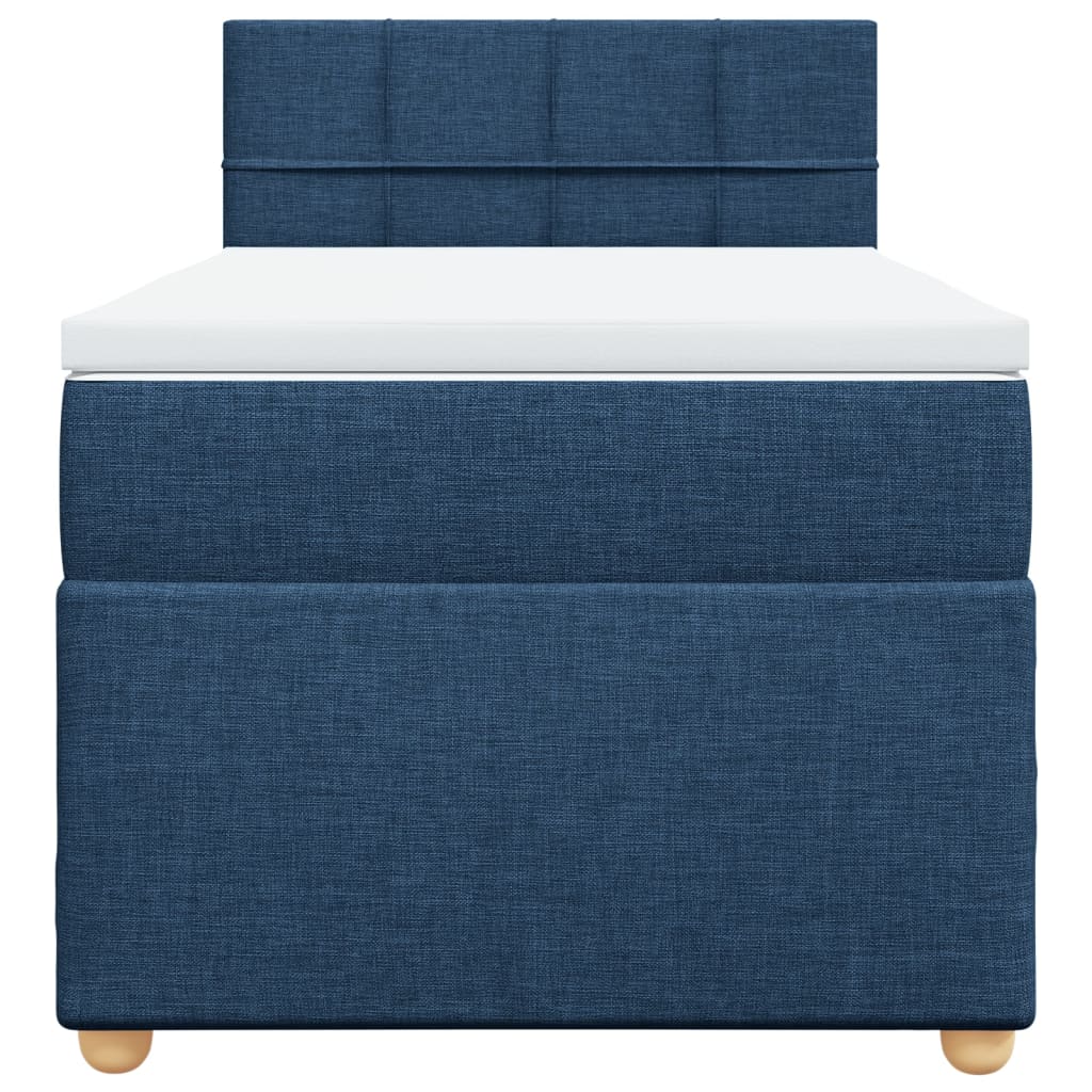 vidaXL Cama box spring con colchón tela azul 90x200 cm