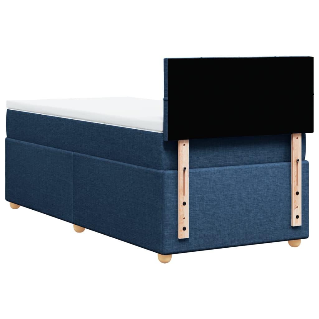 vidaXL Cama box spring con colchón tela azul 90x200 cm