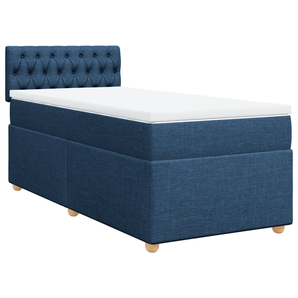 vidaXL Cama box spring con colchón tela azul 90x200 cm