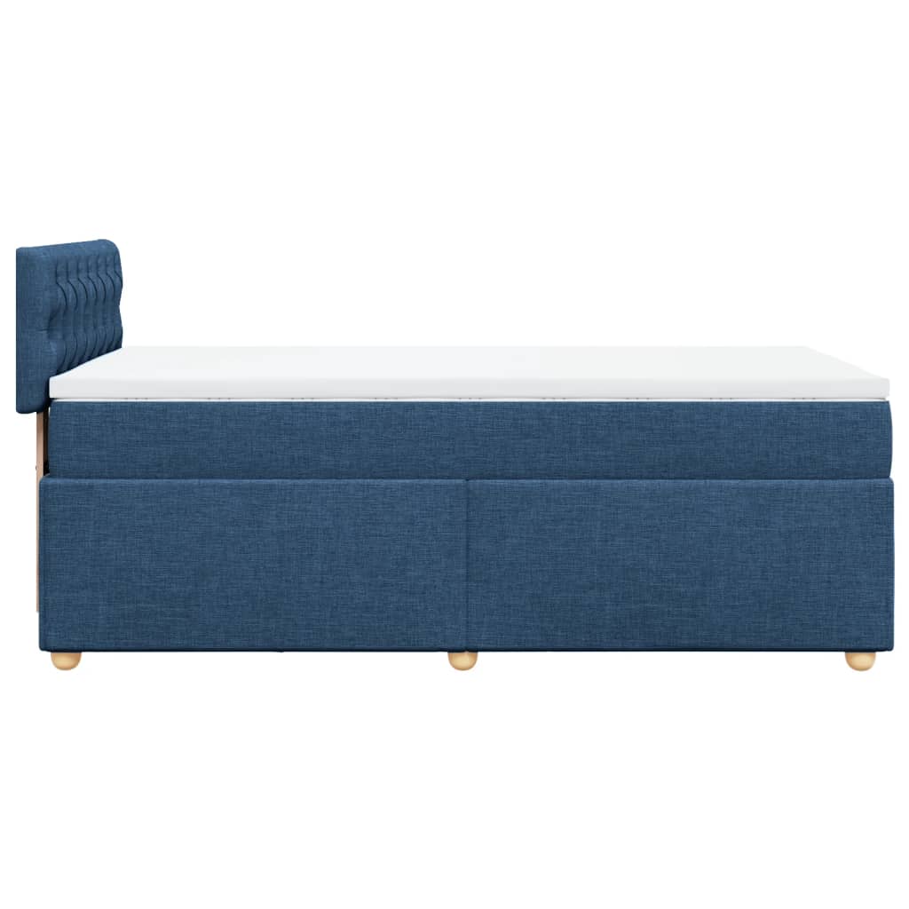 vidaXL Cama box spring con colchón tela azul 90x200 cm