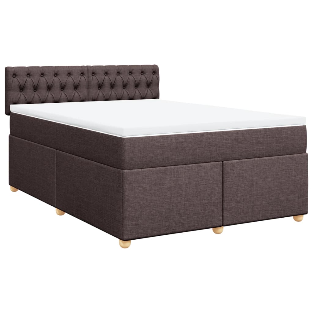 vidaXL Cama box spring con colchón tela marrón oscuro 160x200 cm