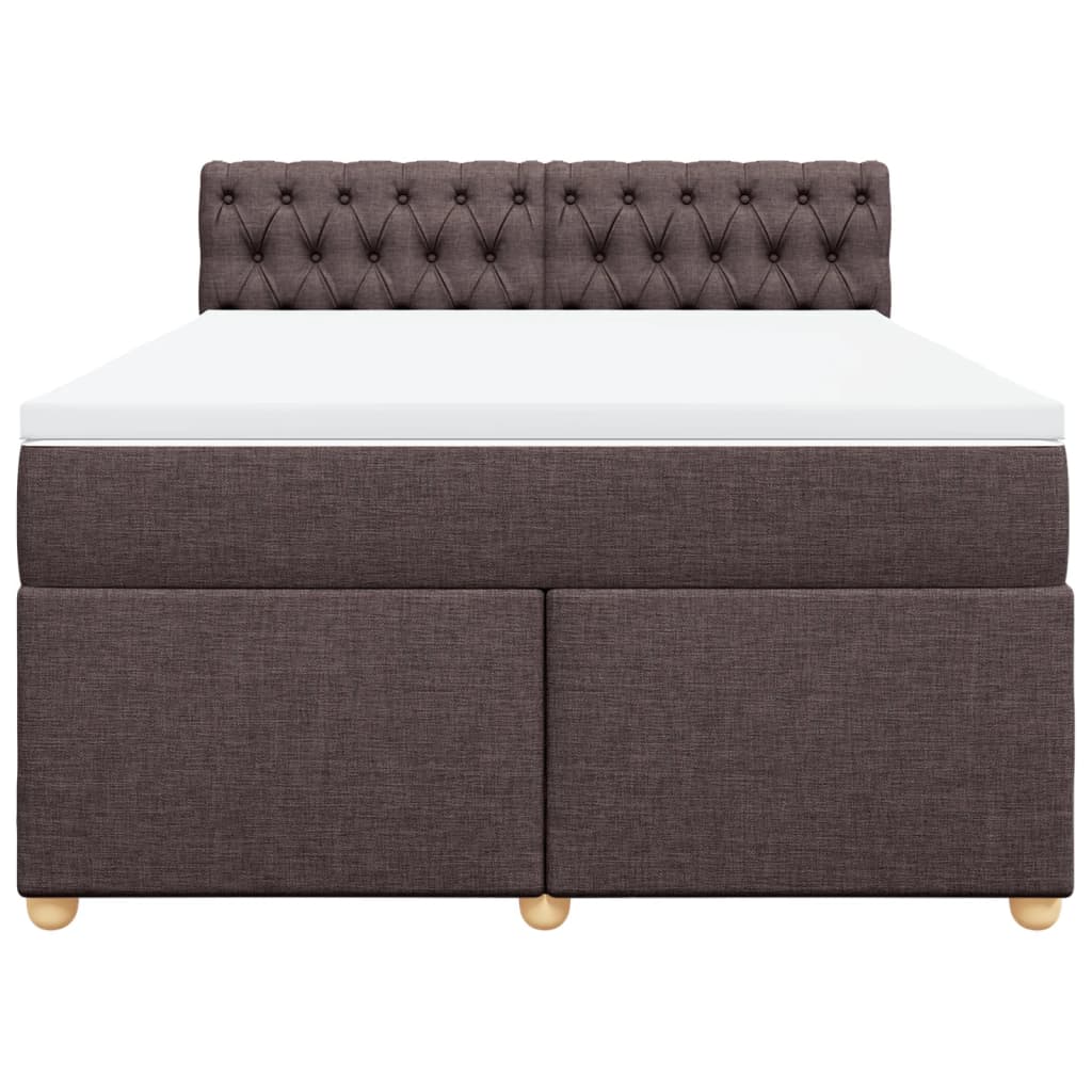 vidaXL Cama box spring con colchón tela marrón oscuro 160x200 cm