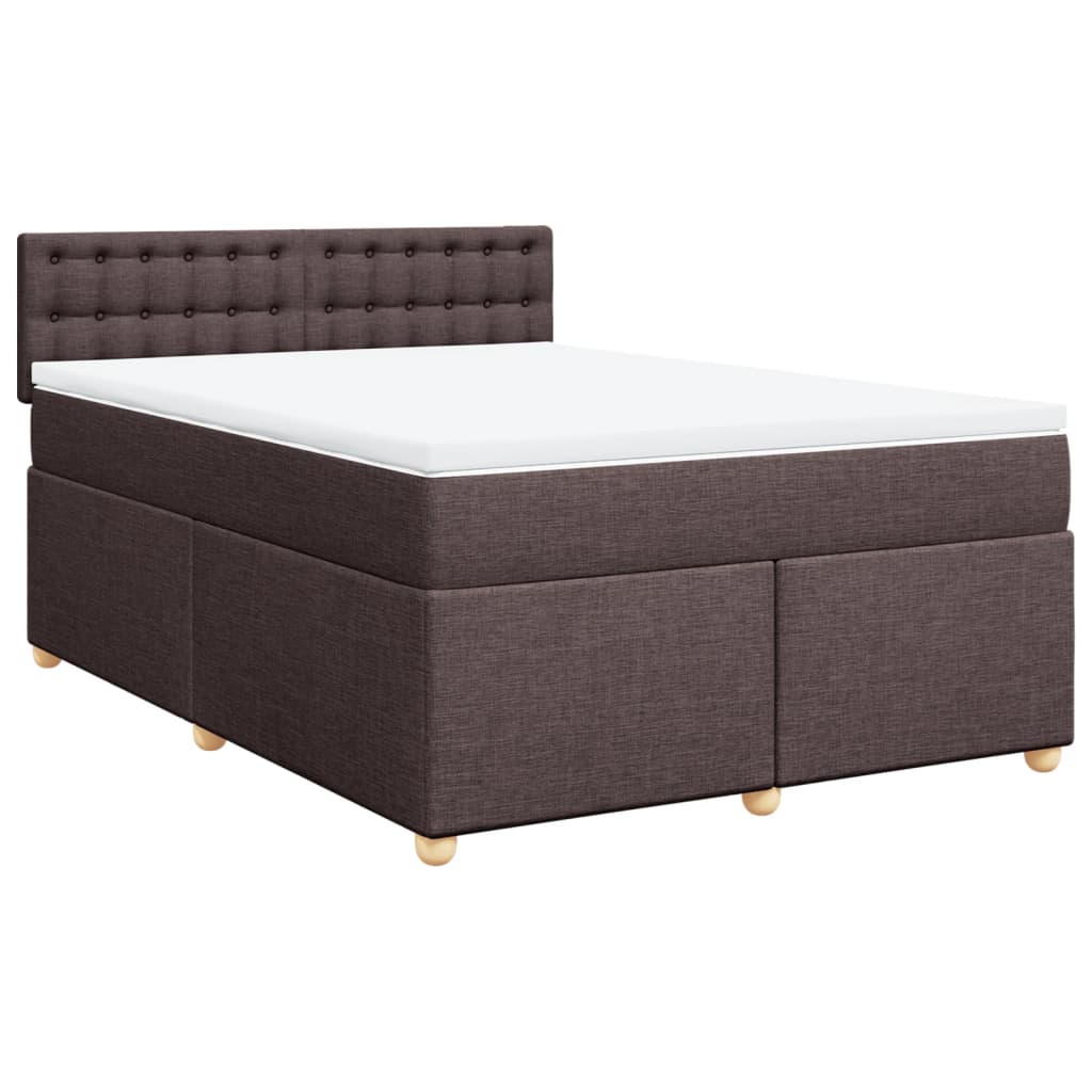 vidaXL Cama box spring con colchón tela marrón oscuro 160x200 cm