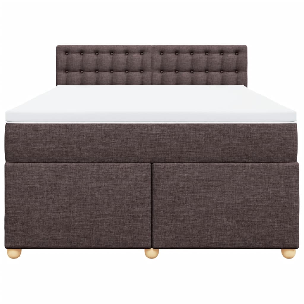 vidaXL Cama box spring con colchón tela marrón oscuro 160x200 cm