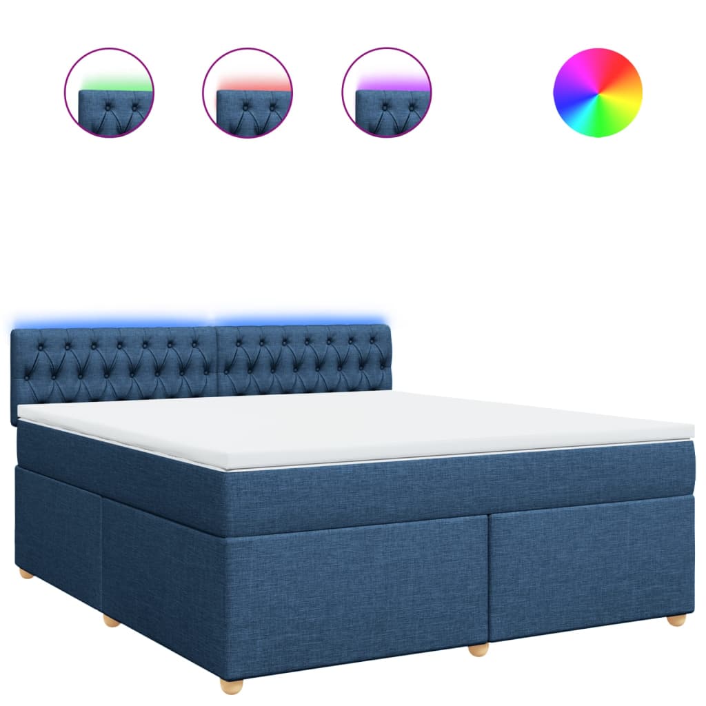 vidaXL Cama box spring con colchón tela azul 180x200 cm