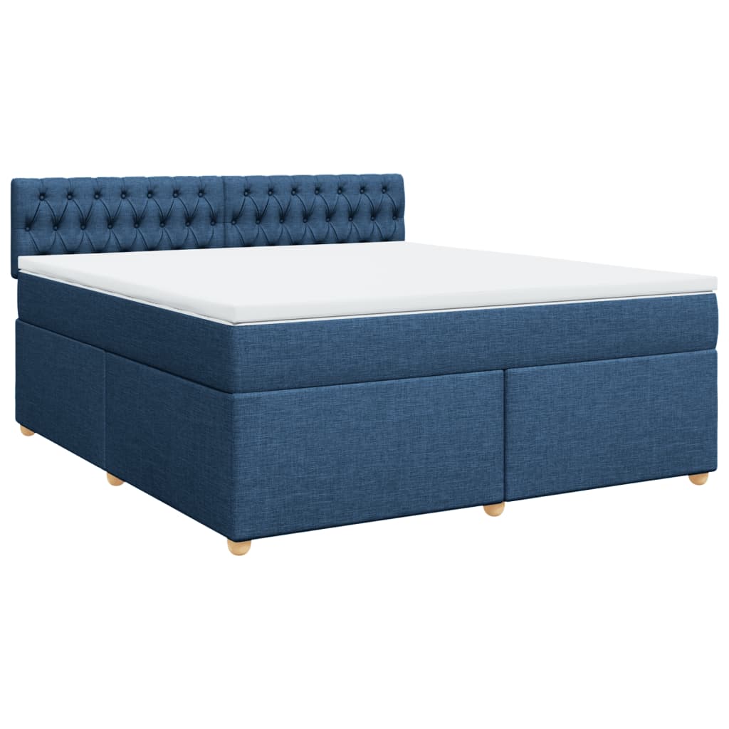 vidaXL Cama box spring con colchón tela azul 180x200 cm