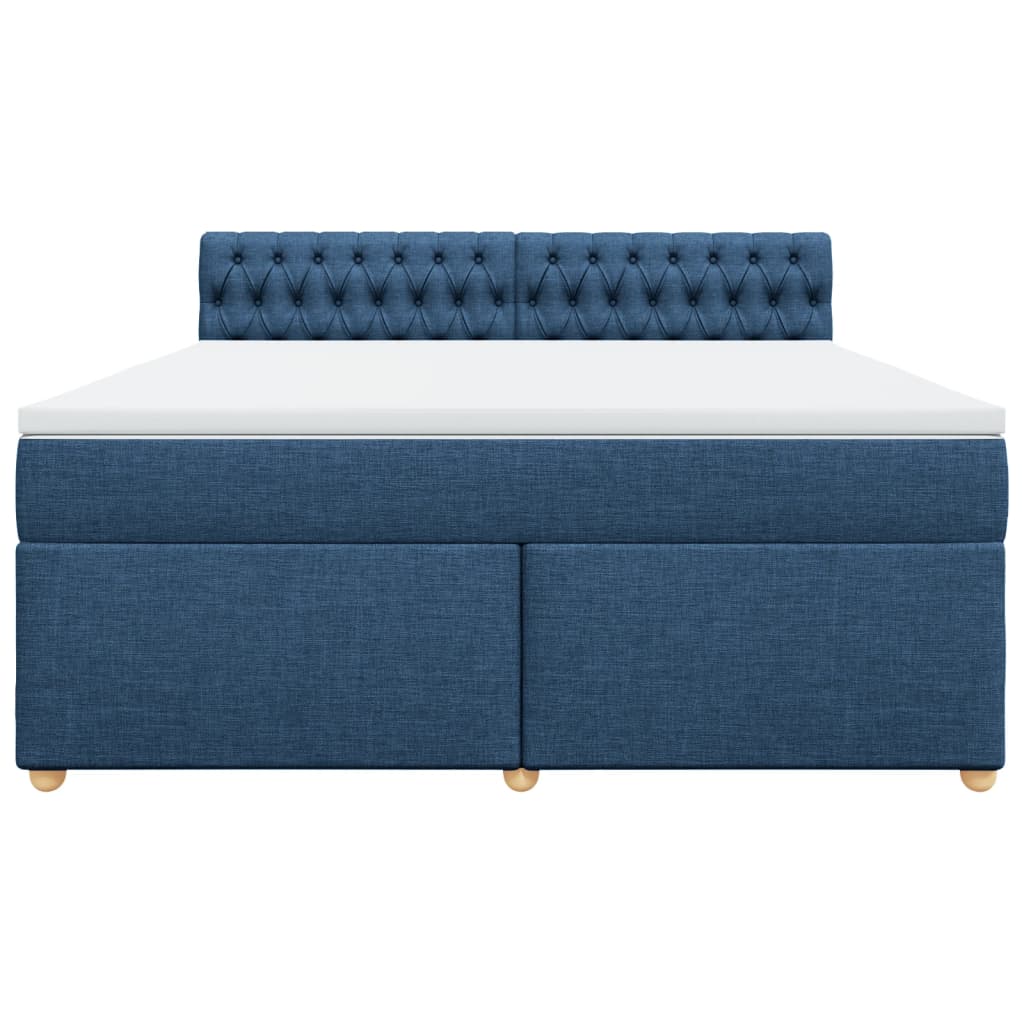 vidaXL Cama box spring con colchón tela azul 180x200 cm