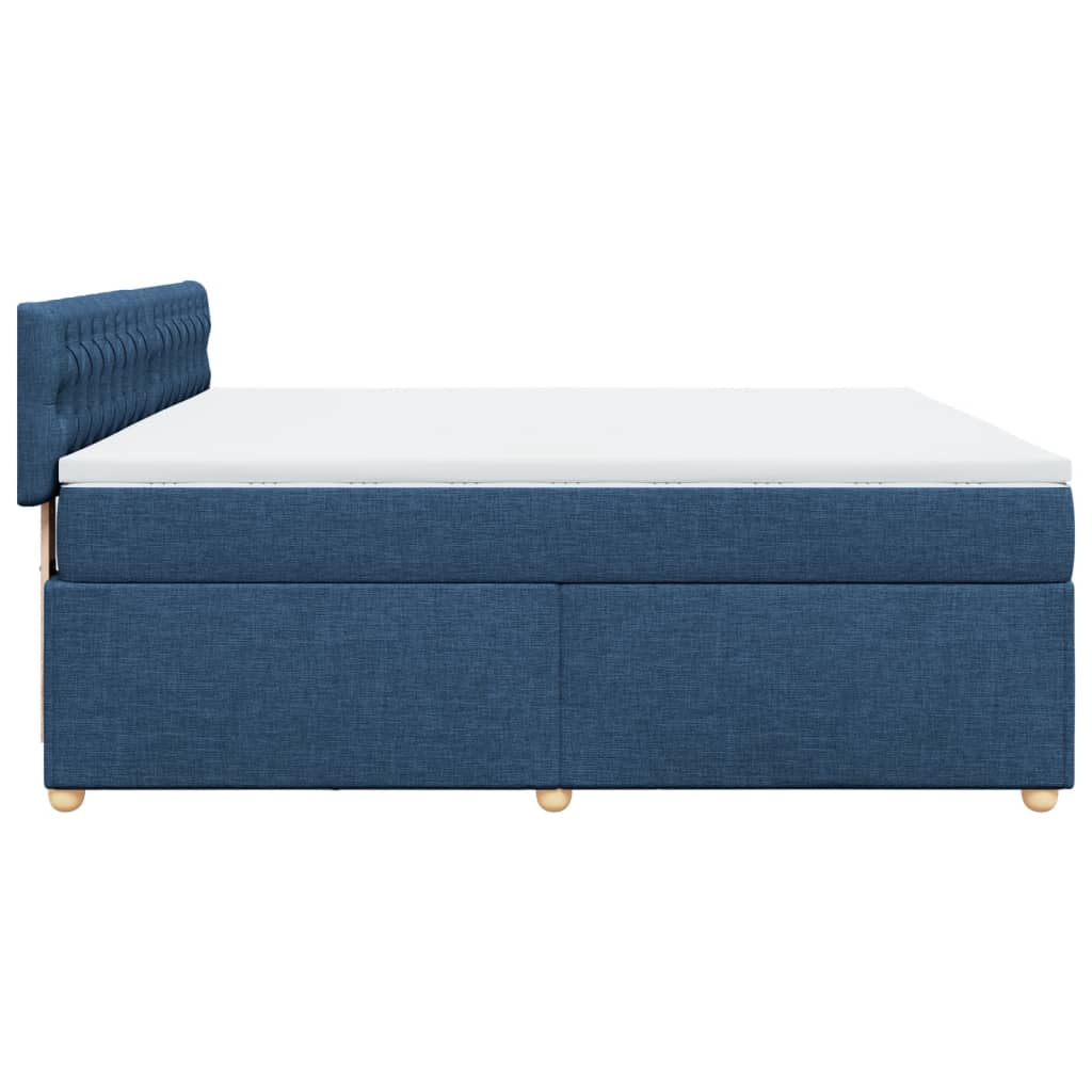 vidaXL Cama box spring con colchón tela azul 180x200 cm