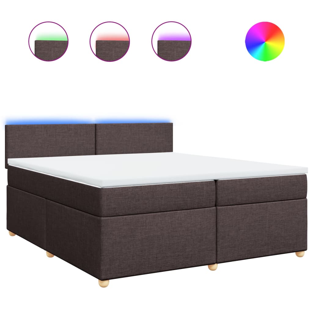 vidaXL Cama box spring con colchón tela marrón oscuro 200x200 cm