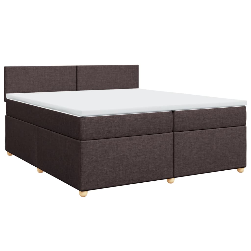 vidaXL Cama box spring con colchón tela marrón oscuro 200x200 cm