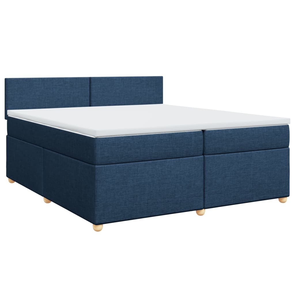 vidaXL Cama box spring con colchón tela azul 200x200 cm