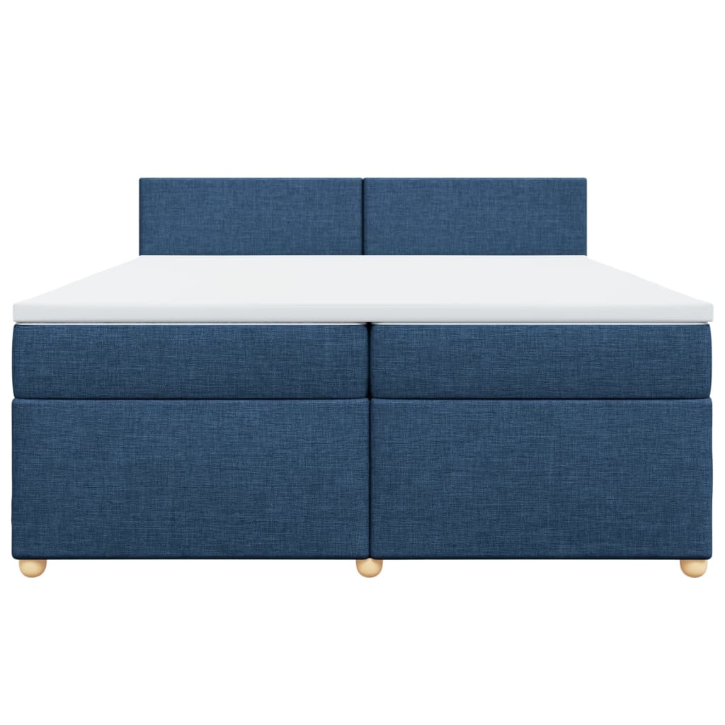 vidaXL Cama box spring con colchón tela azul 200x200 cm