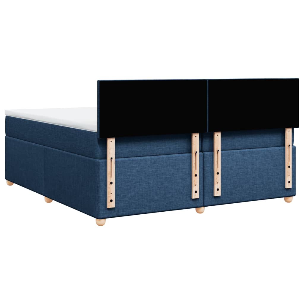 vidaXL Cama box spring con colchón tela azul 200x200 cm