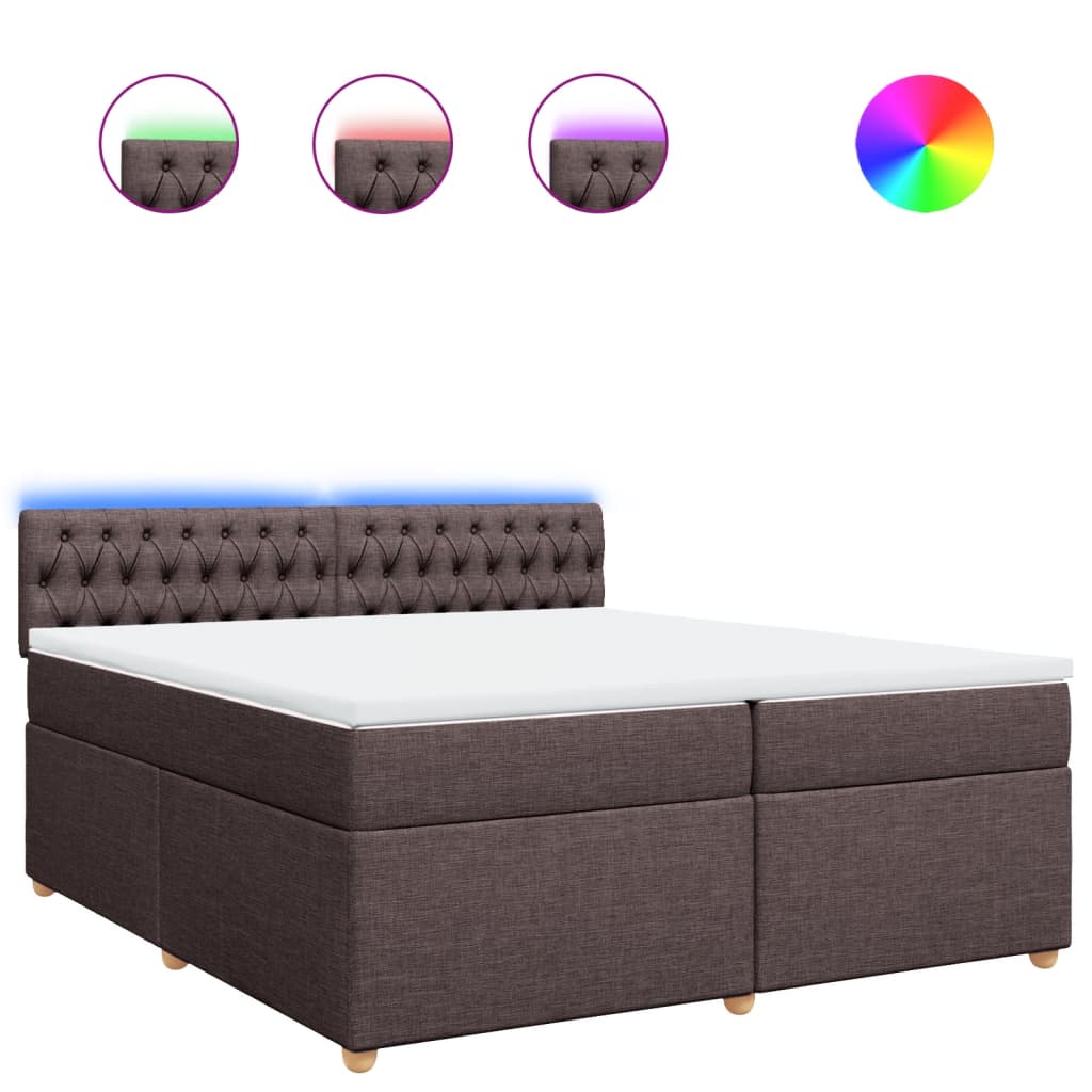 vidaXL Cama box spring con colchón tela marrón oscuro 200x200 cm