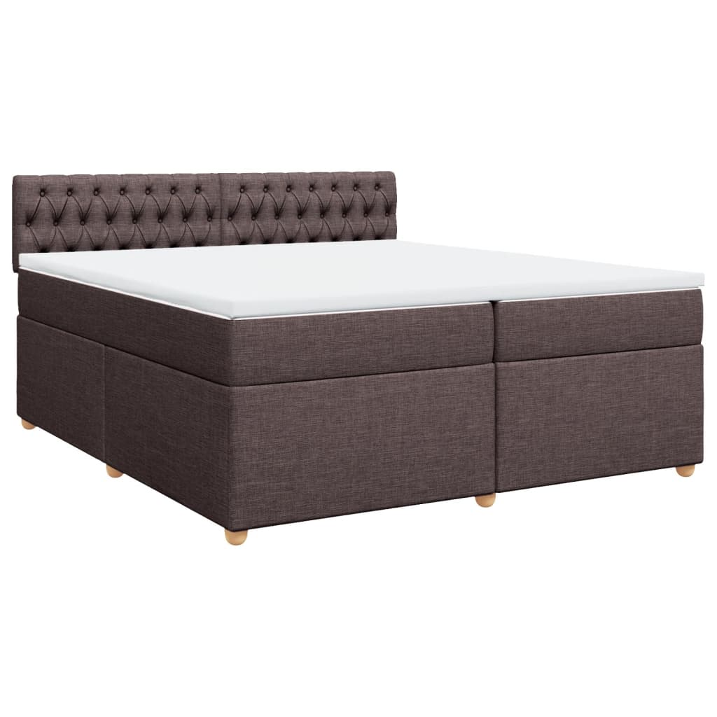 vidaXL Cama box spring con colchón tela marrón oscuro 200x200 cm