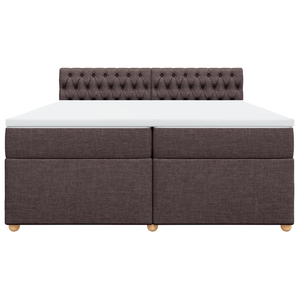 vidaXL Cama box spring con colchón tela marrón oscuro 200x200 cm