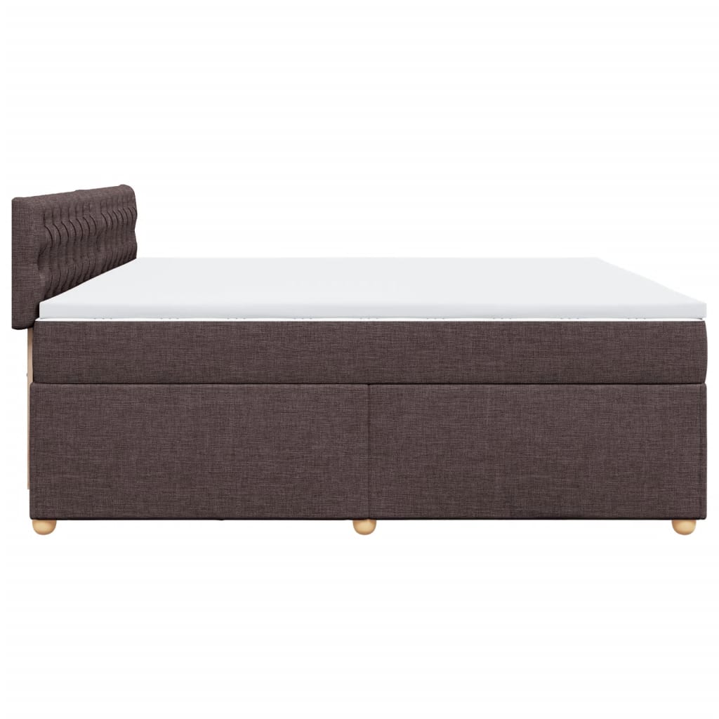 vidaXL Cama box spring con colchón tela marrón oscuro 200x200 cm