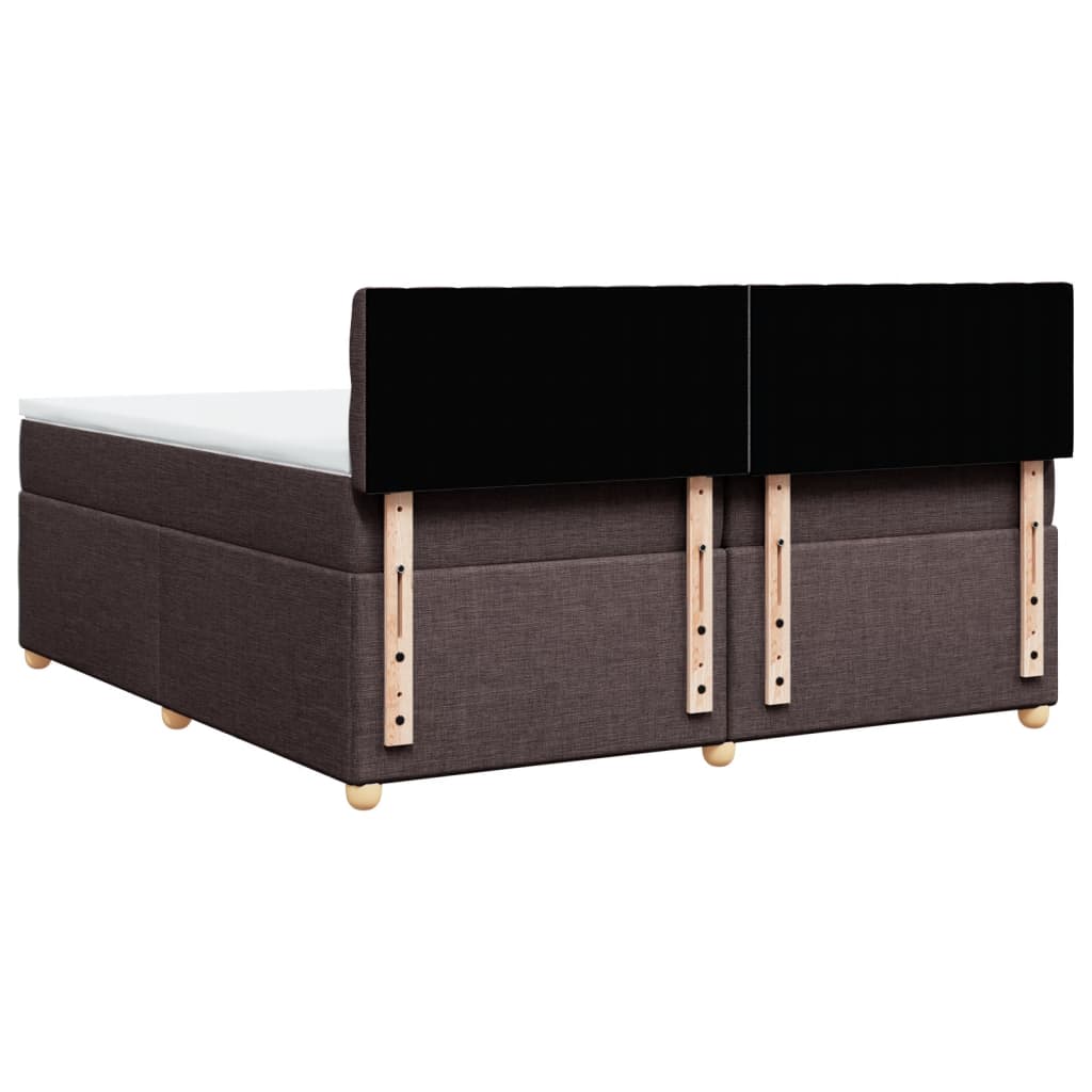 vidaXL Cama box spring con colchón tela marrón oscuro 200x200 cm