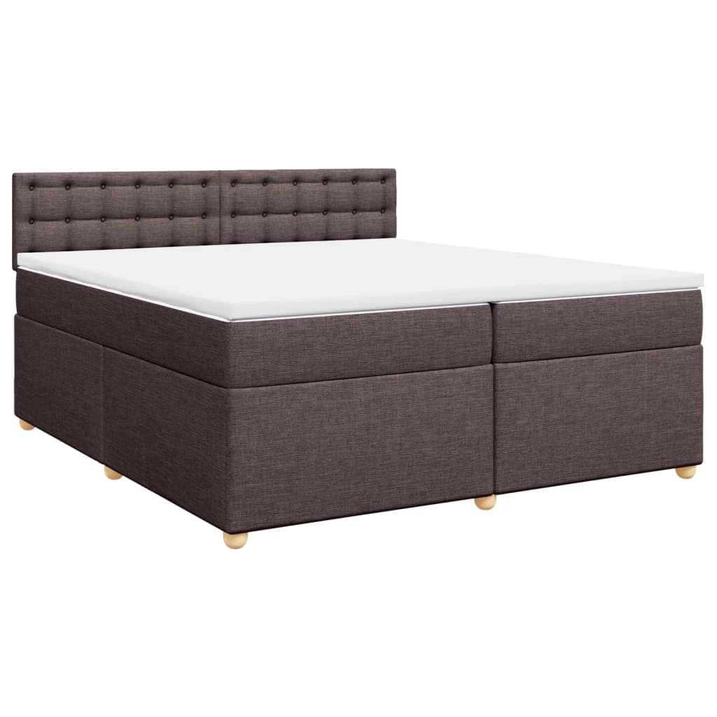 vidaXL Cama box spring con colchón tela marrón oscuro 200x200 cm