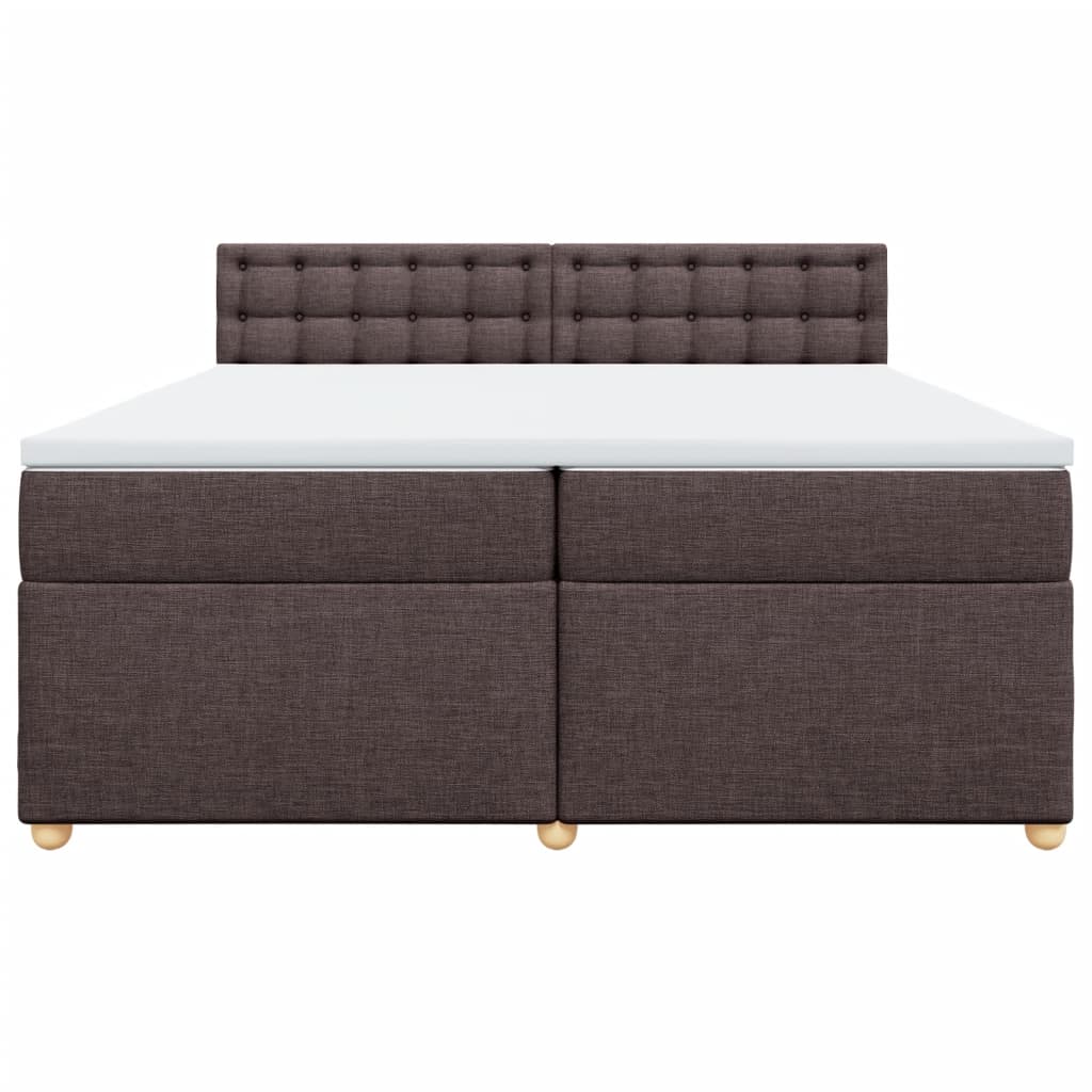 vidaXL Cama box spring con colchón tela marrón oscuro 200x200 cm