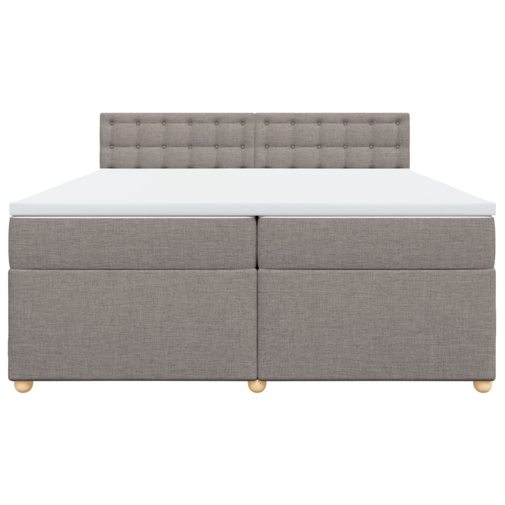 vidaXL Cama box spring con colchón tela gris taupe 200x200 cm