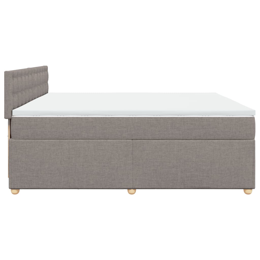 vidaXL Cama box spring con colchón tela gris taupe 200x200 cm