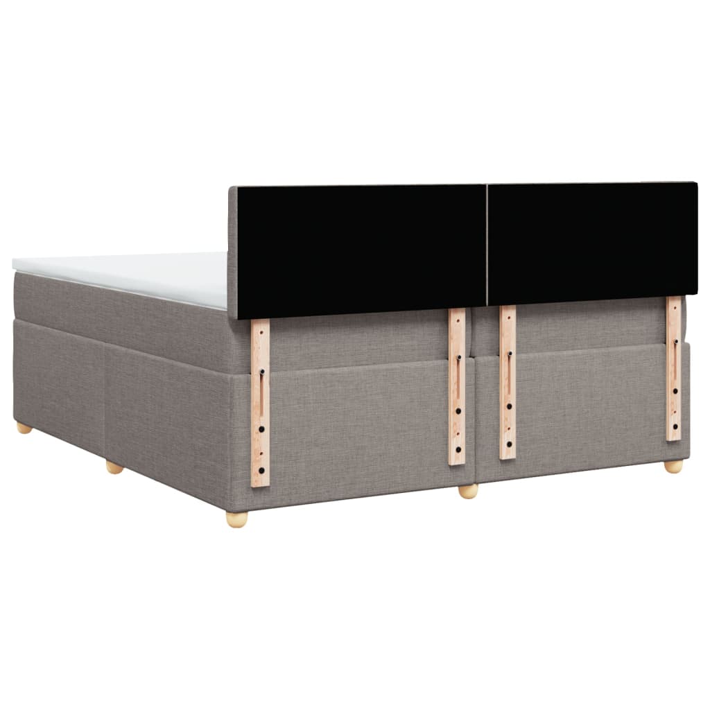 vidaXL Cama box spring con colchón tela gris taupe 200x200 cm