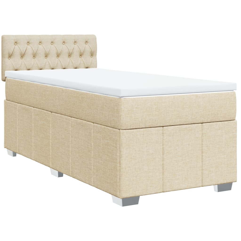 vidaXL Cama box spring con colchón tela color crema 80x200 cm