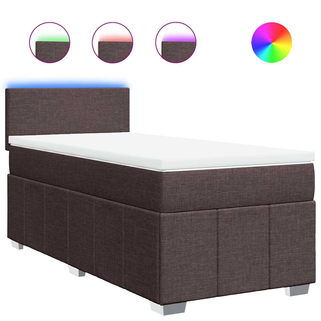 vidaXL Cama box spring con colchón tela marrón oscuro 90x200 cm