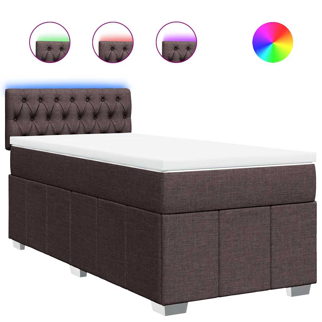 vidaXL Cama box spring con colchón tela marrón oscuro 90x200 cm