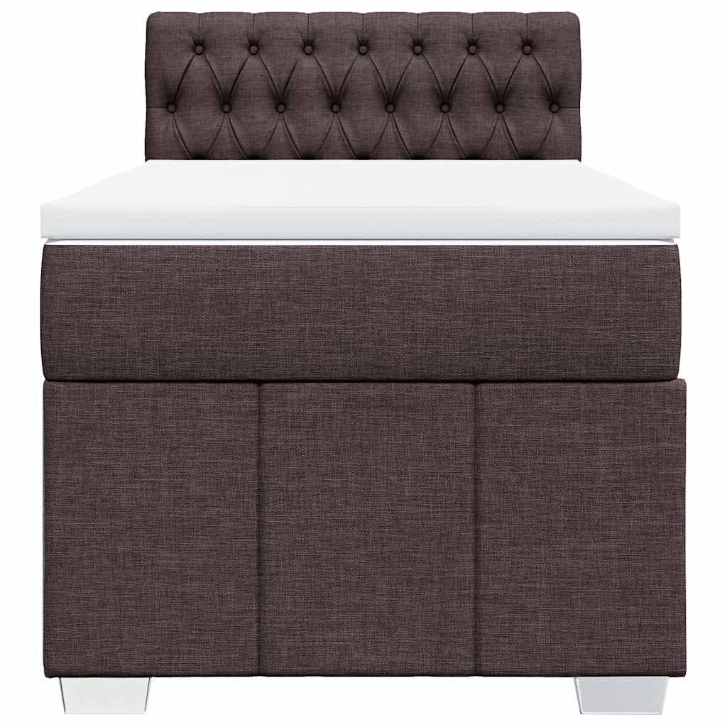 vidaXL Cama box spring con colchón tela marrón oscuro 90x200 cm