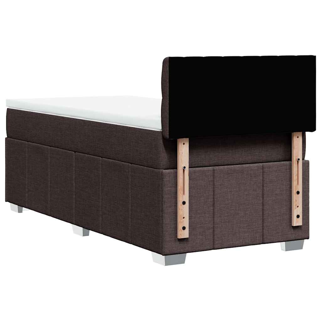 vidaXL Cama box spring con colchón tela marrón oscuro 90x200 cm