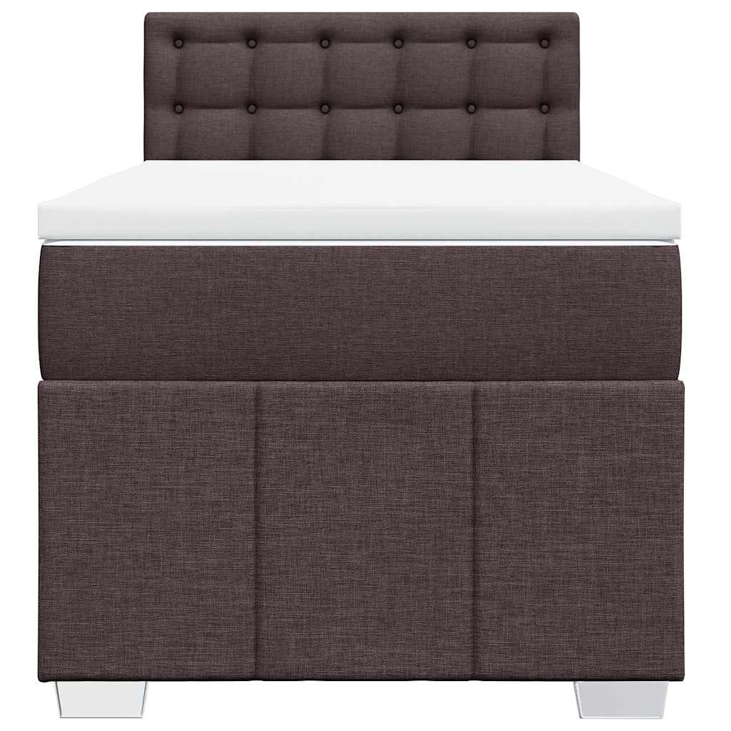 vidaXL Cama box spring con colchón tela marrón oscuro 90x200 cm