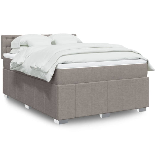 vidaXL Cama box spring con colchón tela gris taupe 140x190 cm