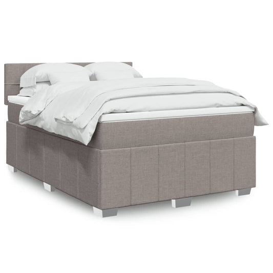 vidaXL Cama box spring con colchón tela gris taupe 140x200 cm