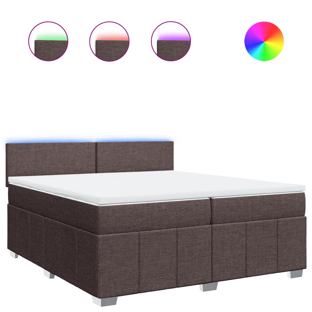 vidaXL Cama box spring con colchón tela marrón oscuro 200x200 cm