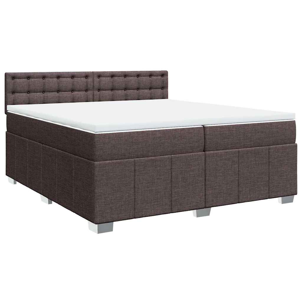 vidaXL Cama box spring con colchón tela marrón oscuro 200x200 cm