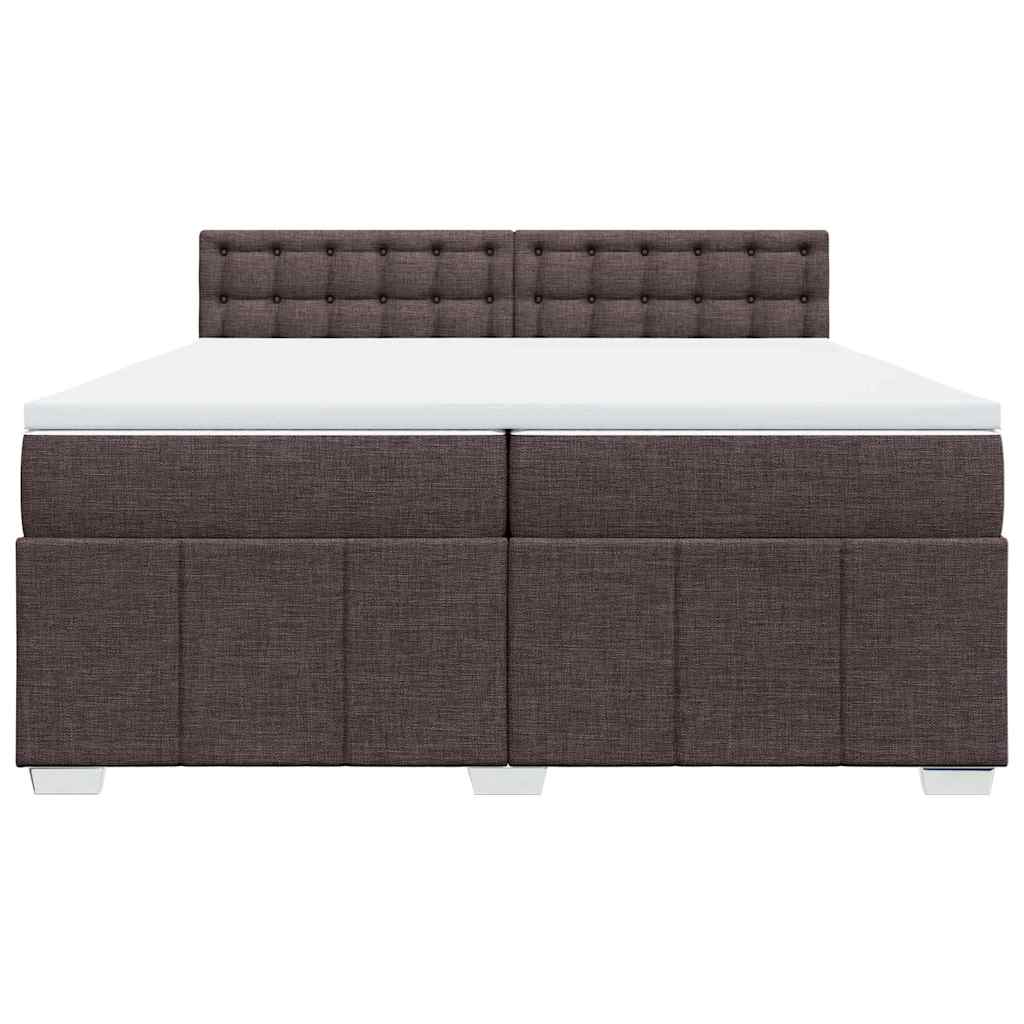 vidaXL Cama box spring con colchón tela marrón oscuro 200x200 cm