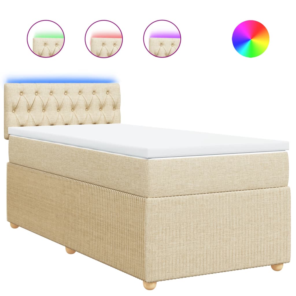 vidaXL Cama box spring con colchón tela color crema 80x200 cm