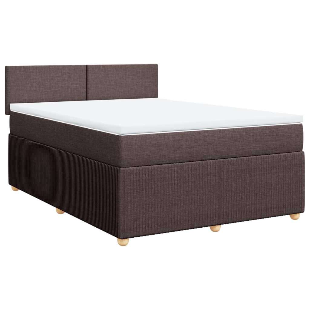 vidaXL Cama box spring con colchón tela marrón oscuro 160x200 cm