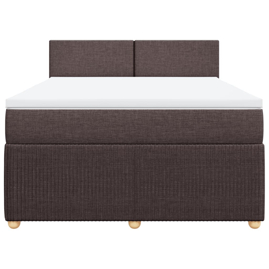 vidaXL Cama box spring con colchón tela marrón oscuro 160x200 cm